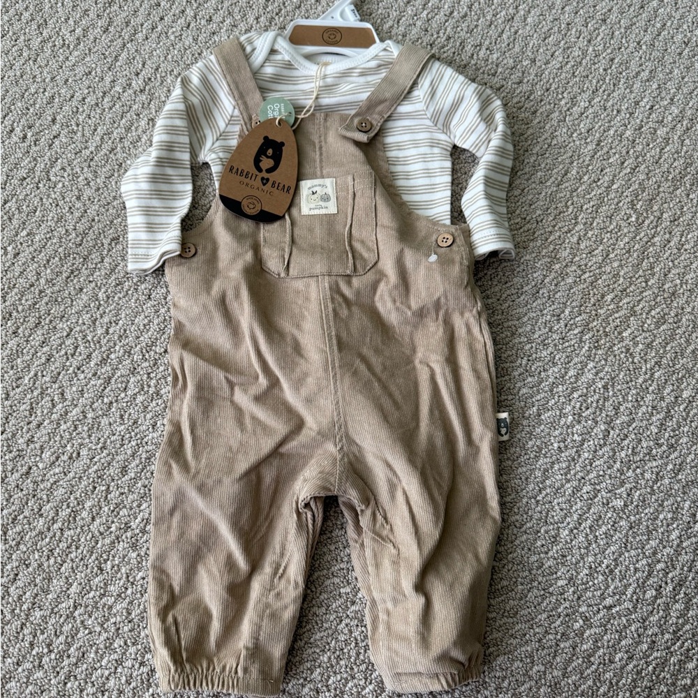 Rabbit & Bear organic Tan Overalls for Kids